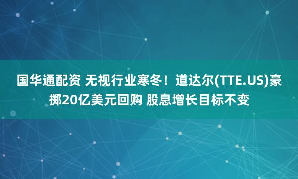 国华通配资 无视行业寒冬！道达尔(TTE.US)豪掷20亿美元回购 股息增长目标不变