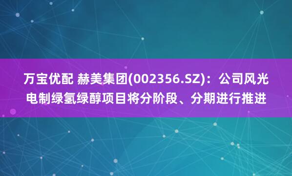 万宝优配 赫美集团(002356.SZ)：公司风光电制绿氢绿醇项目将分阶段、分期进行推进